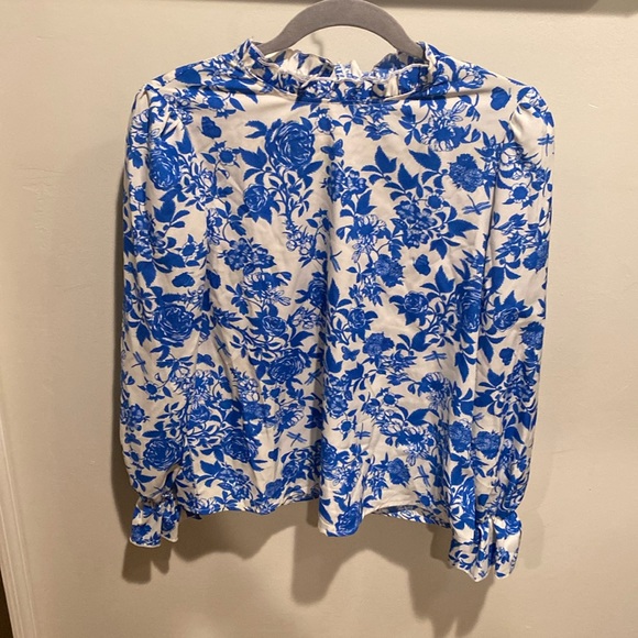 Blue and white ruffle blouse - Picture 1 of 2